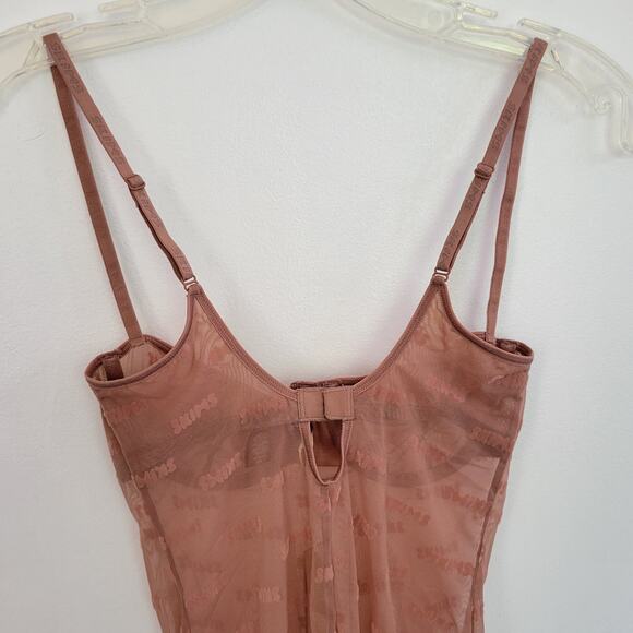 NEW Skims After Hours Slip Dress Rose Clay Logo Sheer Underwire Sexy Women XS - Picture 8 of 13